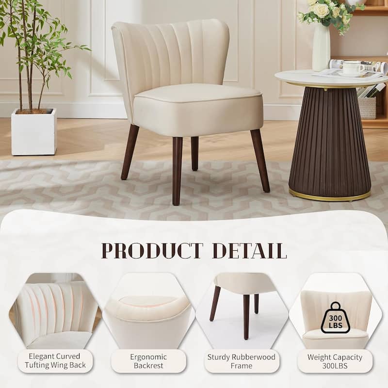 Modern Velvet Accent Chair Set of 2, Soft Upholstered Living Room Chair with Wooden Legs