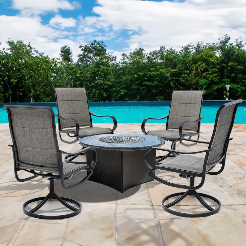 Swivel Outdoor Dining Armchair Collection (Set of 2) - Gray Foam Padded