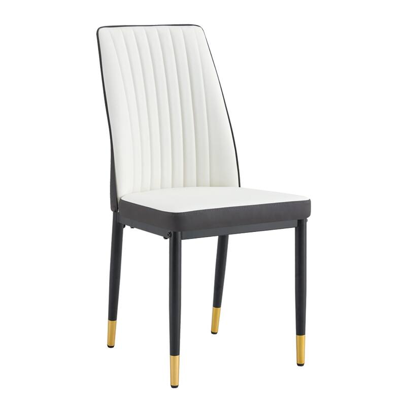 Roomfitters PU Dining Chairs with High Backrest and Black Legs, Set of 4 White and Gray Mixed Set for Home Use, White