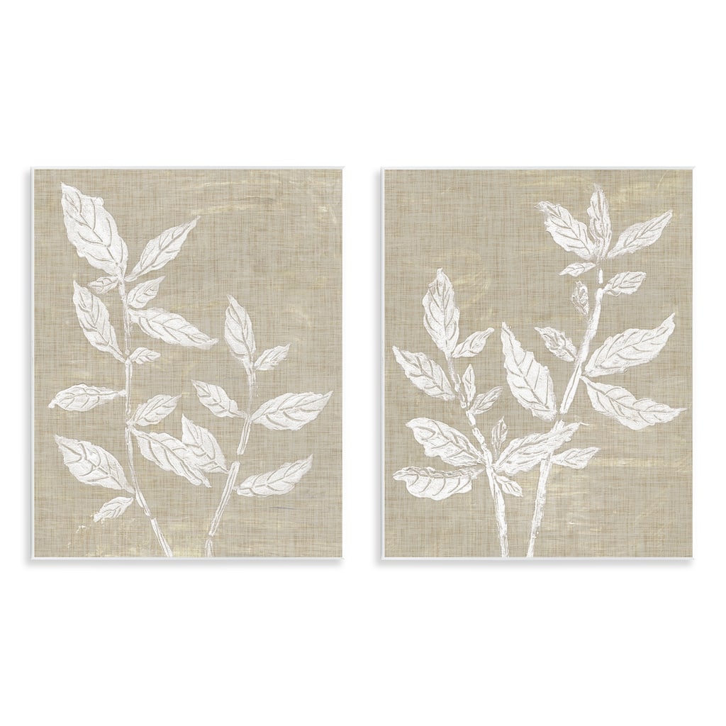 Stupell Botanicals on Textile Pattern Wall Plaque Art Design By Melissa Wang (Set of 2)