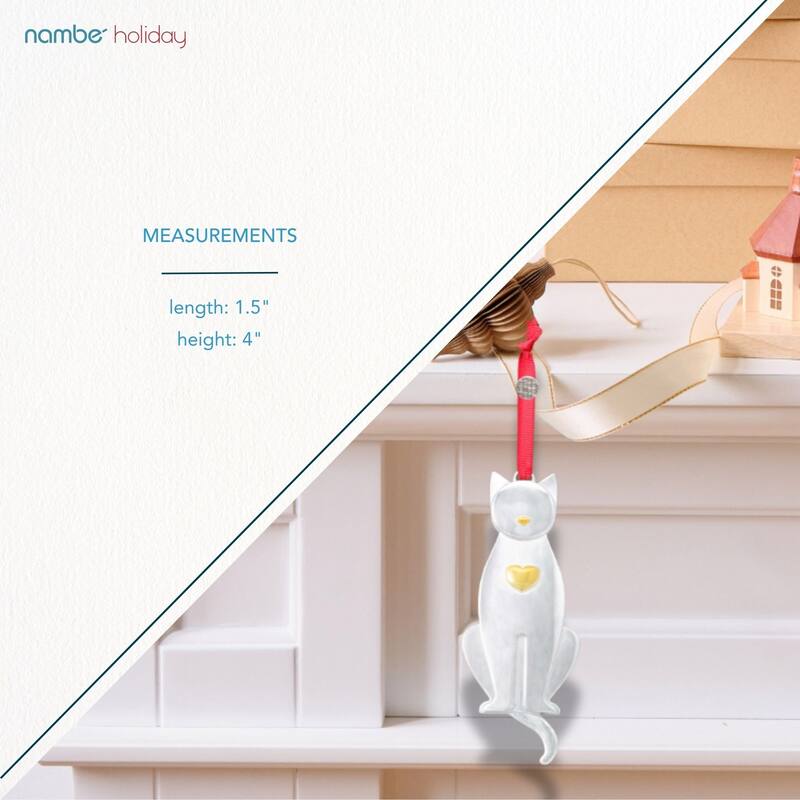 Nambe Kitty Christmas Ornament - 1.5" L x 4"H