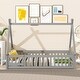 preview thumbnail 3 of 6, Twin Floor Bed with Guardrails Door and Slats Wooden Frame for Kids Room