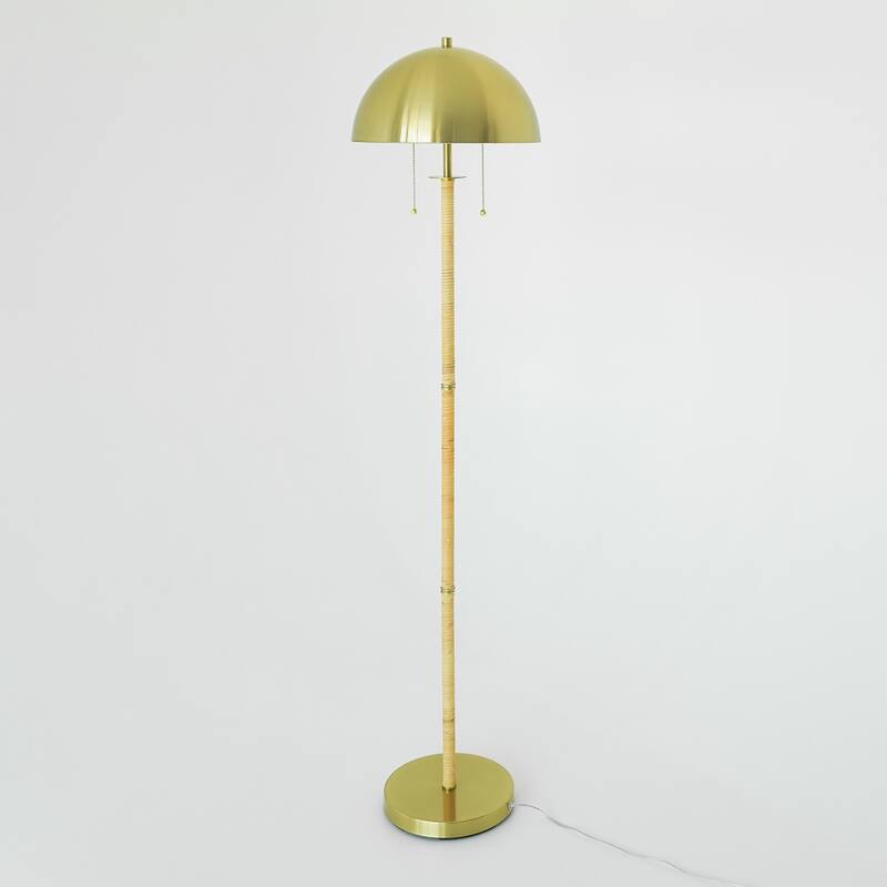 Elegant Duo Two-Light Floor Lamp - Brass