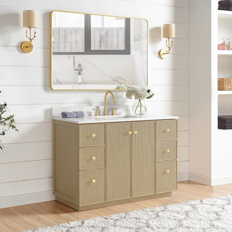 Oza Bath Vanity with Quartz Stone Top and Mirror