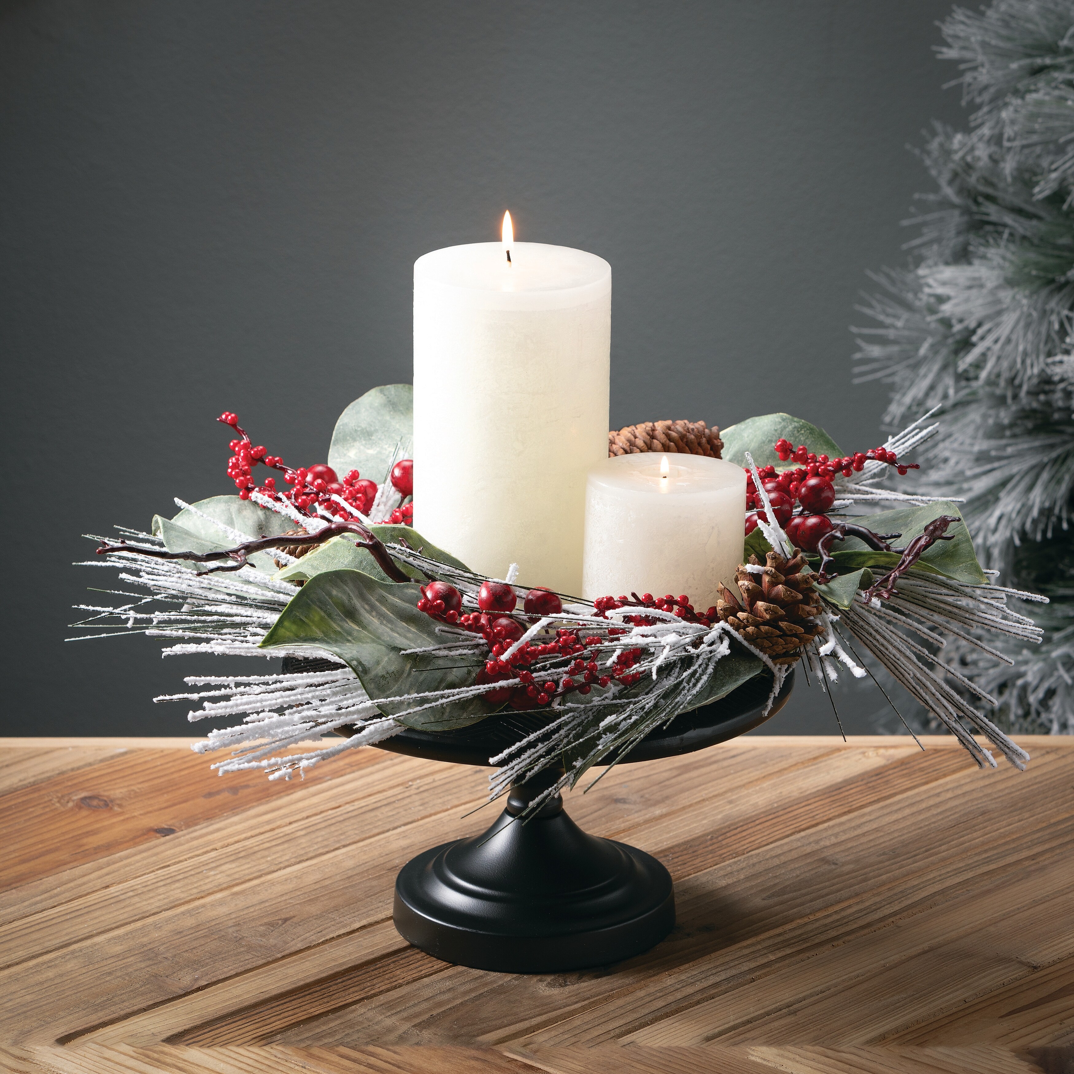 ❤️ブラックフライデー❤️多肉植物そのまま飾れるMerry Xmas❤️アイアンリース Sullivans Artificial Snowy Long Pine & Berry Christmas Wreath