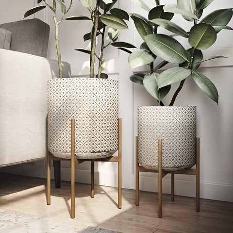 Lacey Golden Planters (Set of 2)