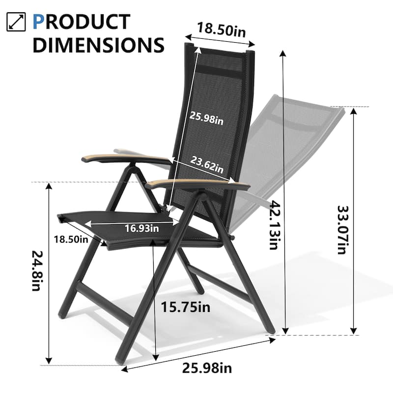 VredHom Outdoor Patio Dining Set Folding Chairs and Dining Table - Set of 7