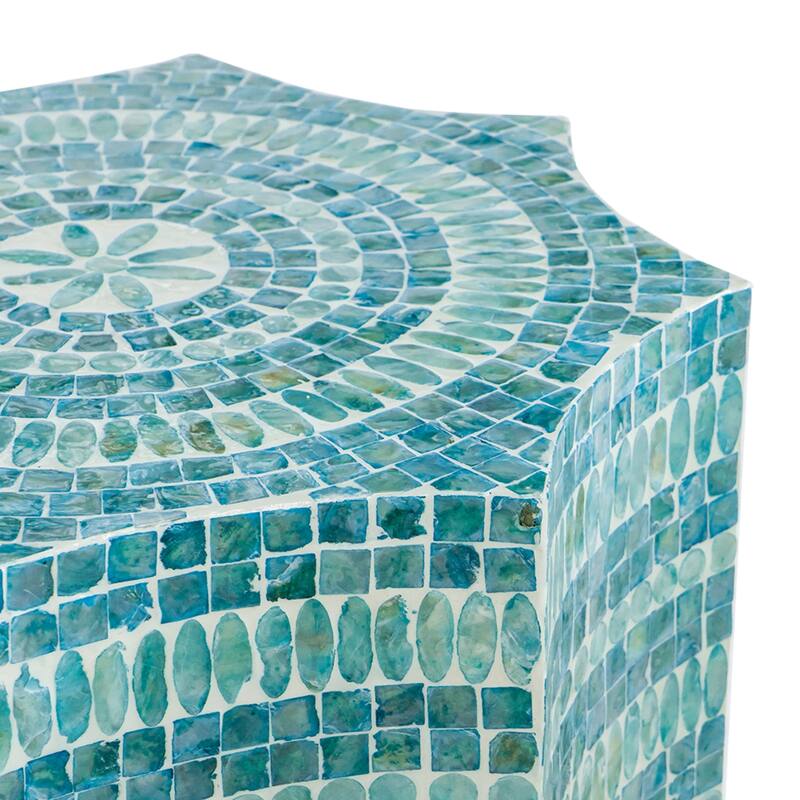 Starburst Capiz Shell Inlay Stool - 19.75" - Blue