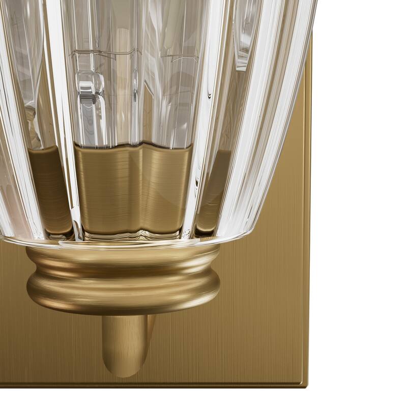 Hunter Rossmoor Luxe Gold 1-Light Wall Sconce Light Fixture Clear Glass - Bathroom Bedroom Hallway Office - Modern Designer