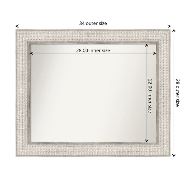dimension image slide 0 of 5, Non-Beveled Wood Bathroom Wall Mirror - Trellis Silver Frame - Trellis Silver