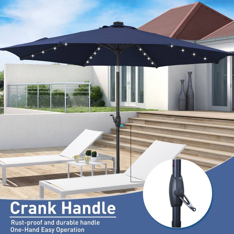 Ainfox 10ft Patio Umbrella with Lights Outdoor Solar Umbrella