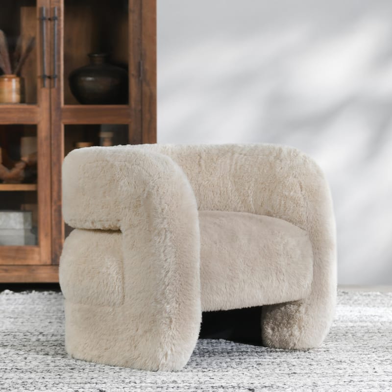 Classic Home Teddy Plush Accent Chair - Beige