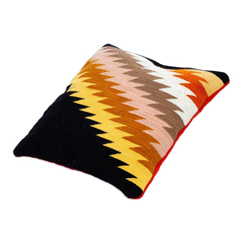 Novica Handmade Zapotec Lightning Wool And Cotton Cushion Cover