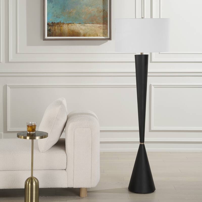 Tapered Floor Lamp with Drum Shade - 63.25" - Aged Black