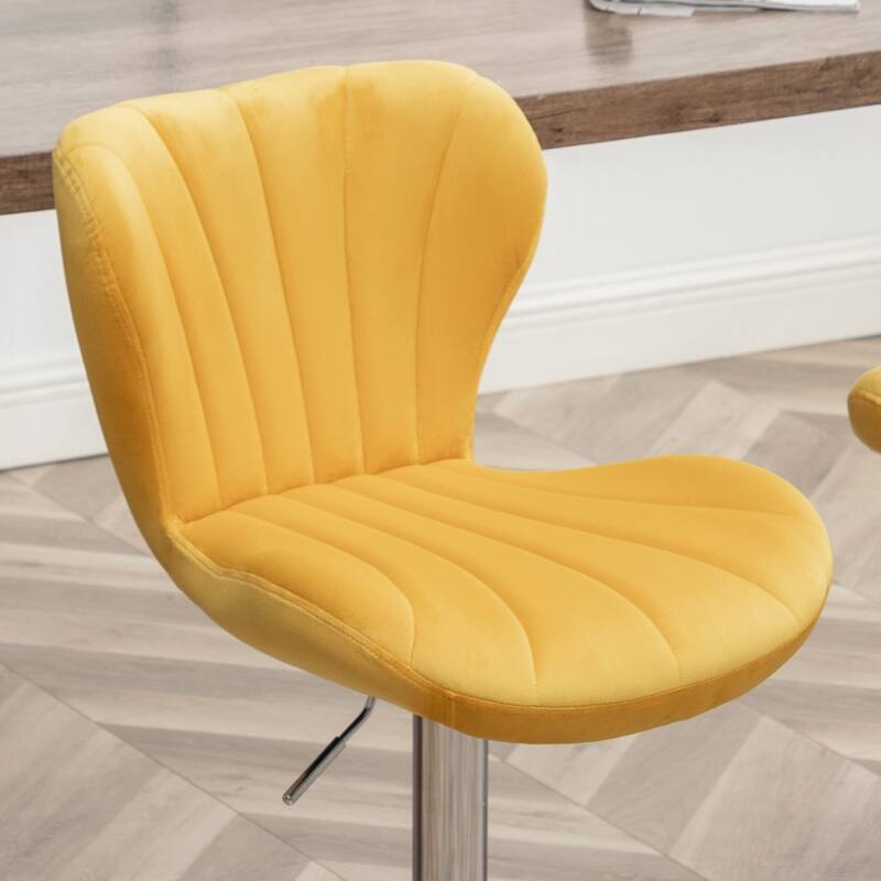 Swivel Barstools High Bar Chair Island Dining Chair, Set of 2, Yellow