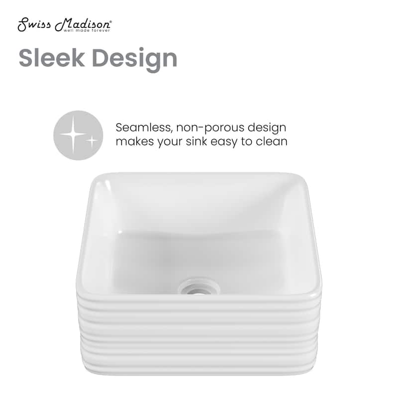Swiss Madison SM-VS340 Adour 14-15/16" Square Ceramic Vessel Bathroom