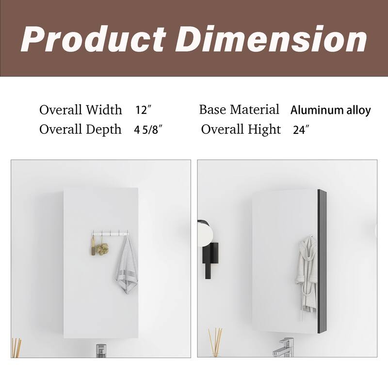 Rectangular Aluminum Medicine Cabinet with Mirror
