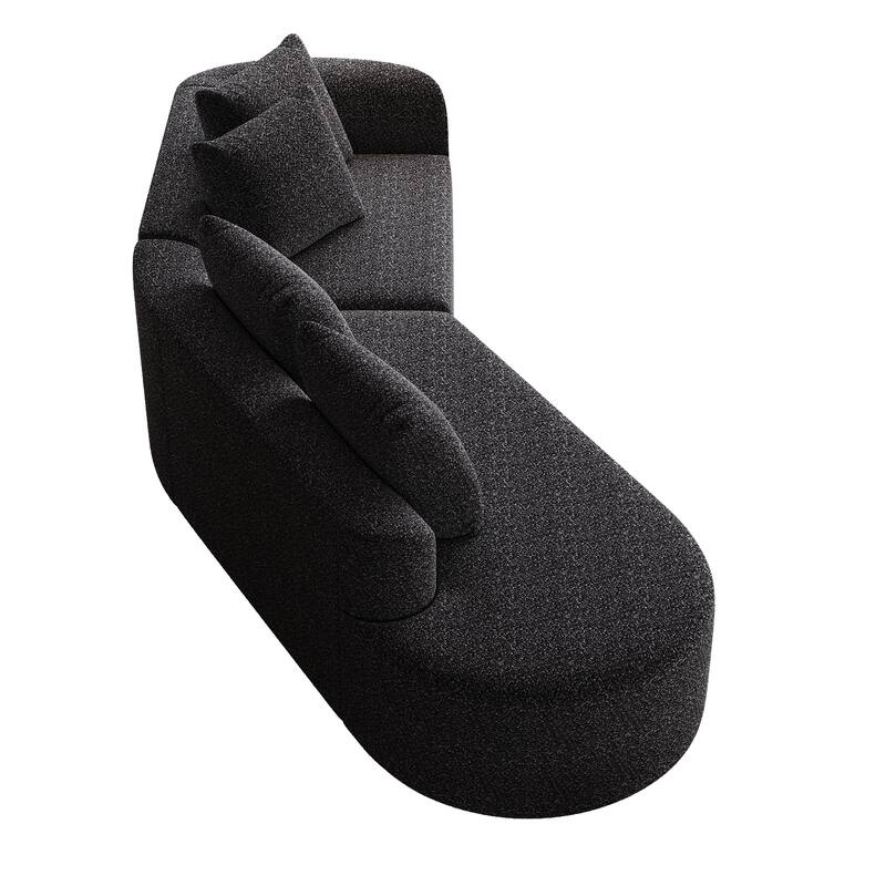 Modular Curved Sectional Sofa, Oversized Chenille Cloud Couch, Compressed Upholstered Sofa with 4 Throw Pillows