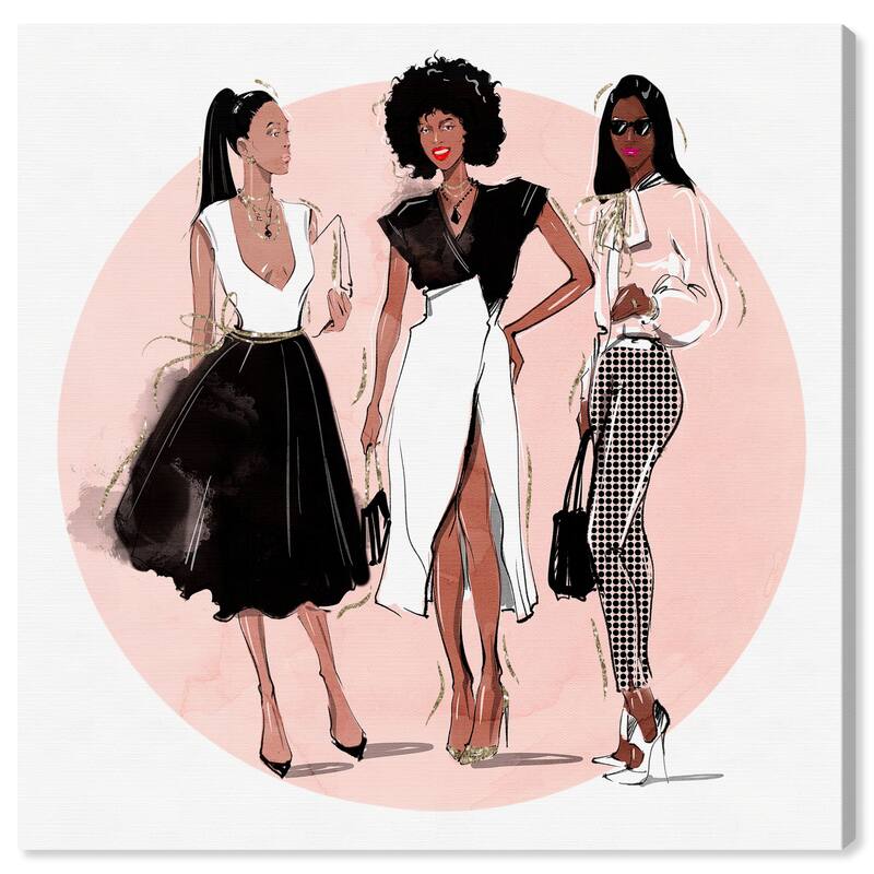Wynwood Studio Canvas Fashion and Glam Shopping Best Friends Pink and Light Pink Glam Wall Art Canvas Print