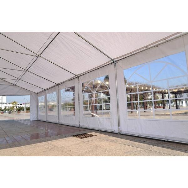 slide 10 of 12, Outsunny 32' x 20' Large Outdoor Carport Canopy Party Tent with Removable Protective Sidewalls & Versatile Uses, White White