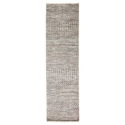 ECARPETGALLERY Hand-knotted Silk Shadow Dark Grey Viscose, Wool Rug - 2'8 x 10'0