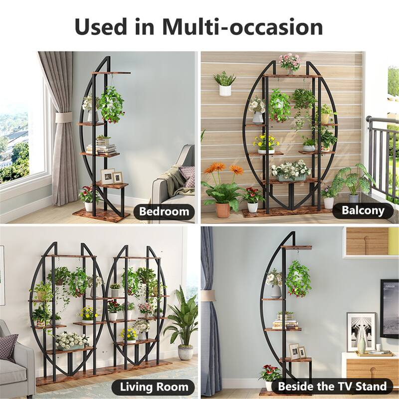 5 Tier Plant Flower Stand Rack, Pack of 2, for Indoor Garden, Balcony