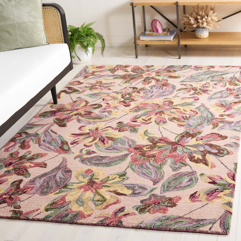 SAFAVIEH Handmade Blossom Clasien French Country Floral Wool Rug - 4' x 6' - Pink/Gold
