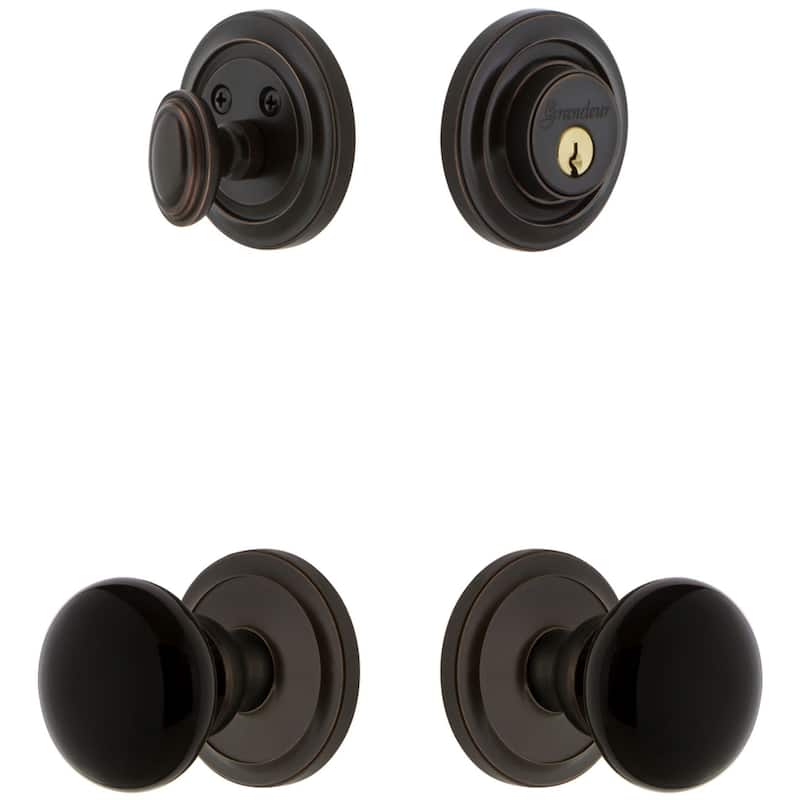 Grandeur Circulaire Solid Brass Rose Single Cylinder Keyed Entry - Timeless Bronze