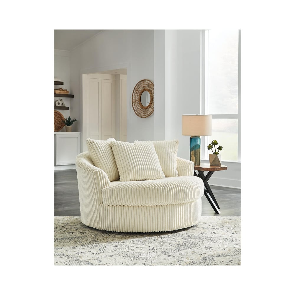 Signature Design by Ashley Lindyn Ivory Oversized Swivel Accent Chair - 58"W x 55"D x 36"H