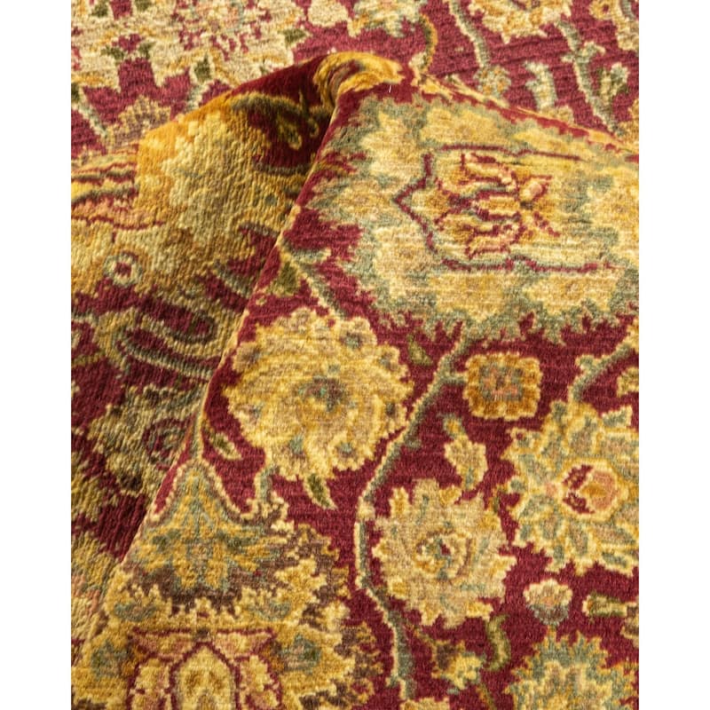 Overton Handknotted Wool Traditional Oriental Purple Area Rug - 5' x 8'