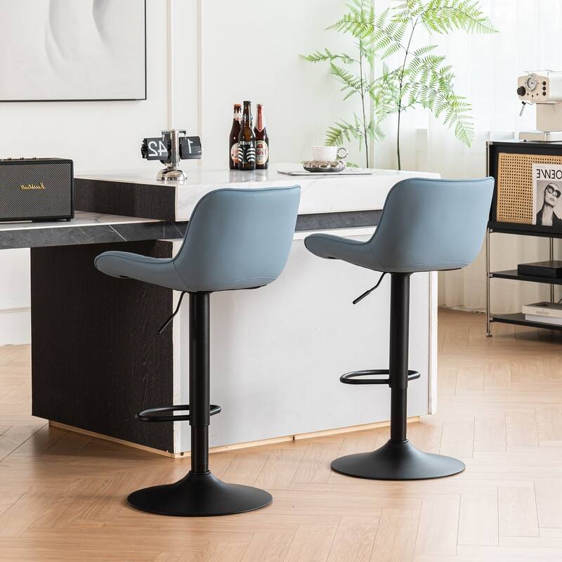 Adjustable Height Bar Stools Set of 2, Faux Leather Barstools for Kitchen Island Counter
