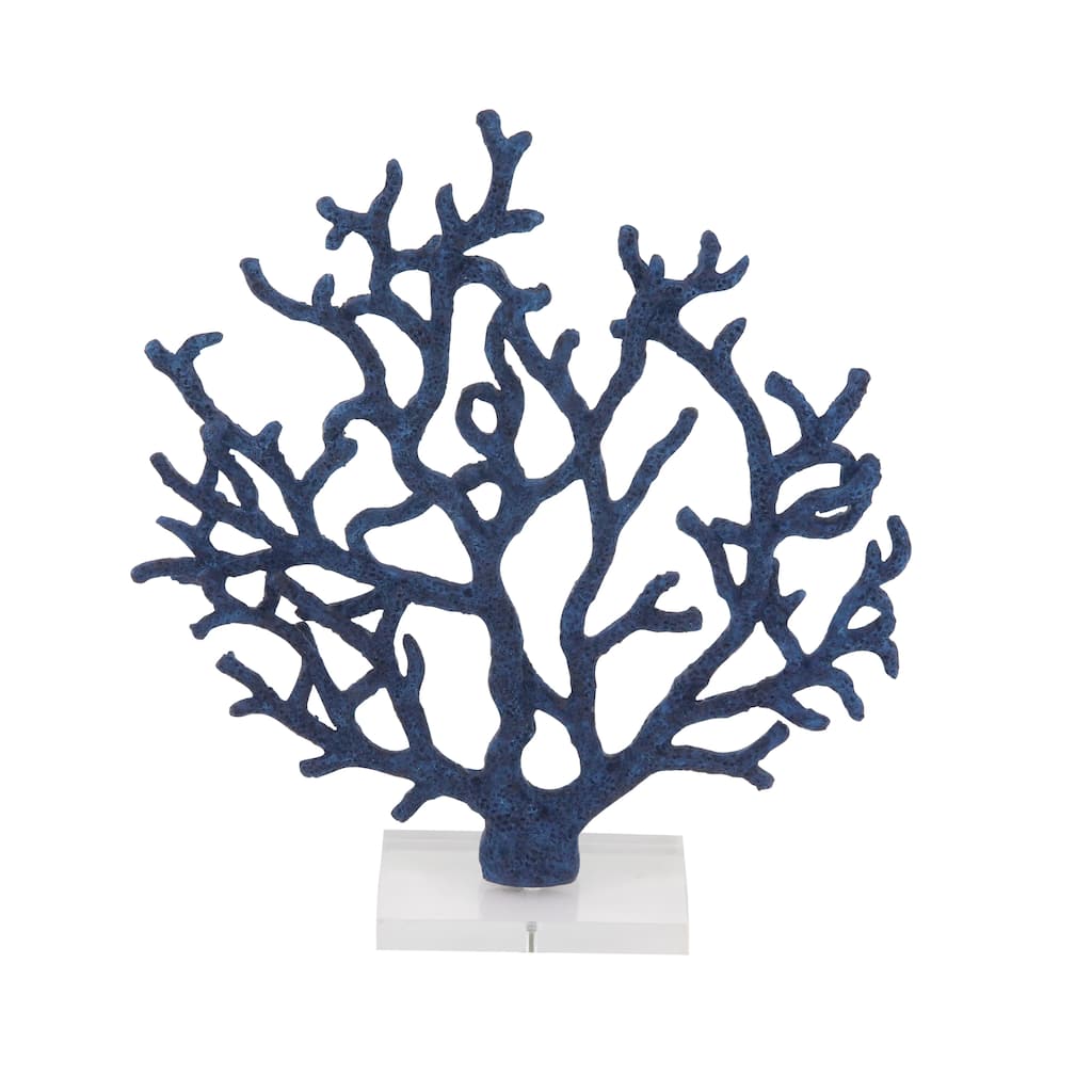 Polystone Coral Textured Porous Sculpture with Acrylic Base - Blue or White - Roche River Decor