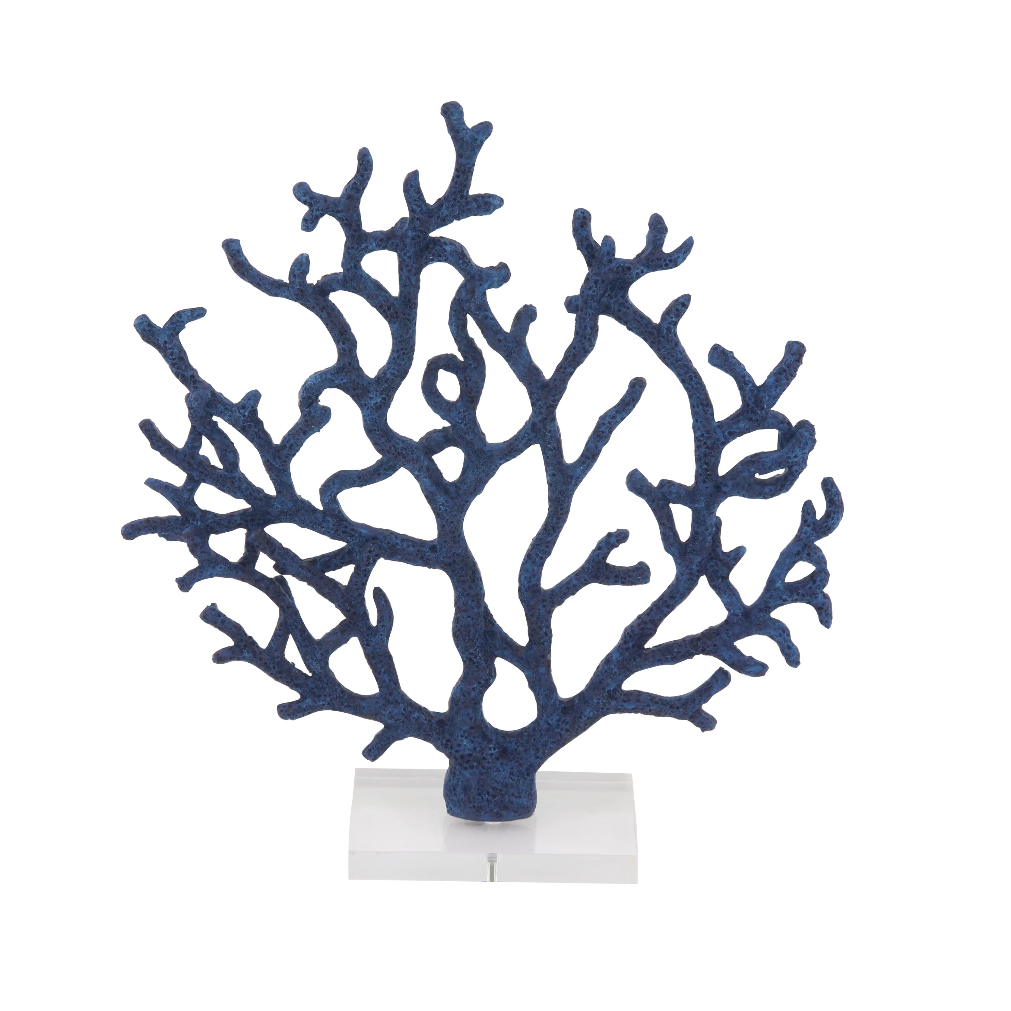Polystone Coral Textured Porous Sculpture with Acrylic Base - Blue or White - Roche River Decor