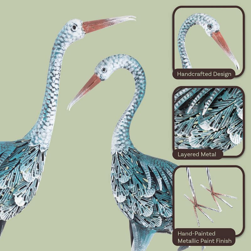 Garden Statues - Set of 2 Lawn Ornaments - Handcrafted Bird Decor - by Pure Garden