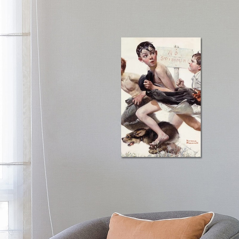 iCanvas "No Swimming" by Norman Rockwell Canvas Print - 26x18x1.5