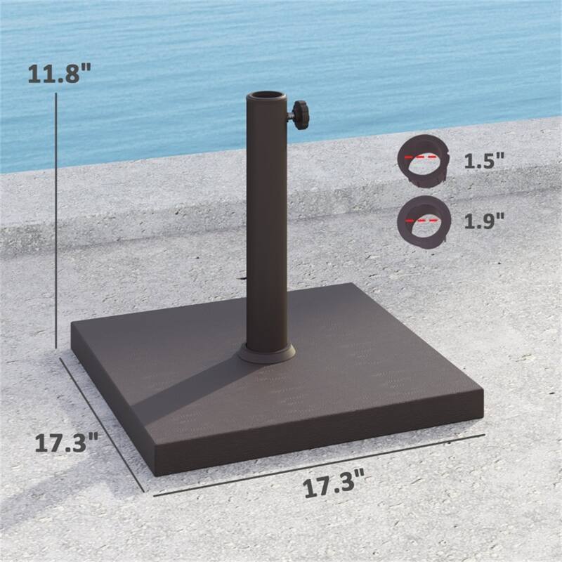 Brown Outdoor Umbrella Base HDPE and Concrete Patio Parasol Stand Fillable Secure - 17.3" L x 17.3" W x 11.8" H