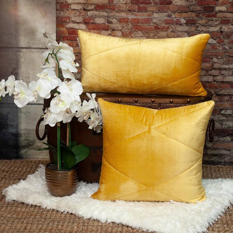 20" Yellow Transitional Quilted Throw Pillow