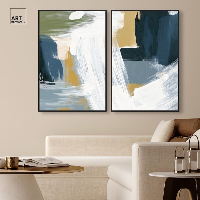 Textured Greens III Canvas Set of 2 by Art Remedy