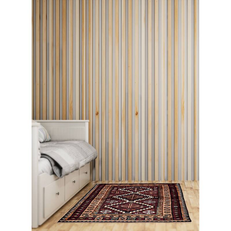 ECARPETGALLERY Hand-knotted Melis Vintage Burgundy Wool Rug - 4'7 x 6'0