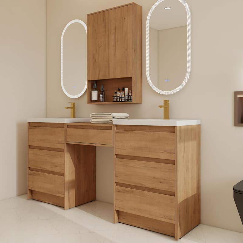 BNK 24''/36''/72'' Bathroom Vanity With Sink, Freestanding Bathroom Vanity with Soft Close Doors and Shelf