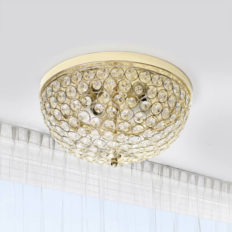 2 Light Flush Mount Ceiling Light, Gold Modern Chandelier for Hallway Bedroom - 6.5