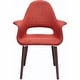 preview thumbnail 24 of 27, Retro Upholstered Dining Armchair w/ Walnut Legs Red
