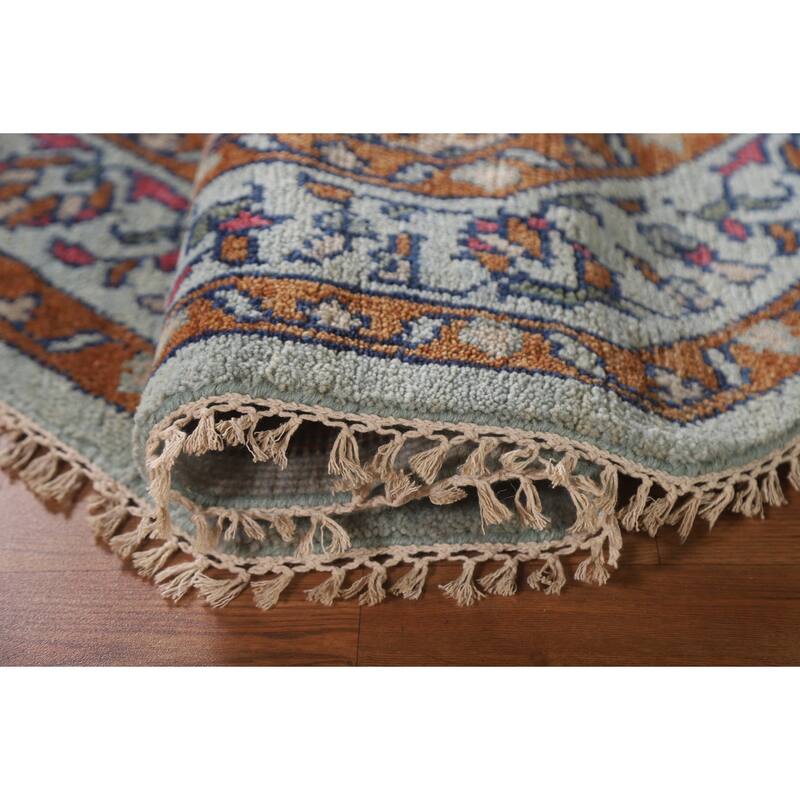 Heriz Serapi Indian Octagon Area Rug Handmade Wool Carpet - 5'11"x 6'1"