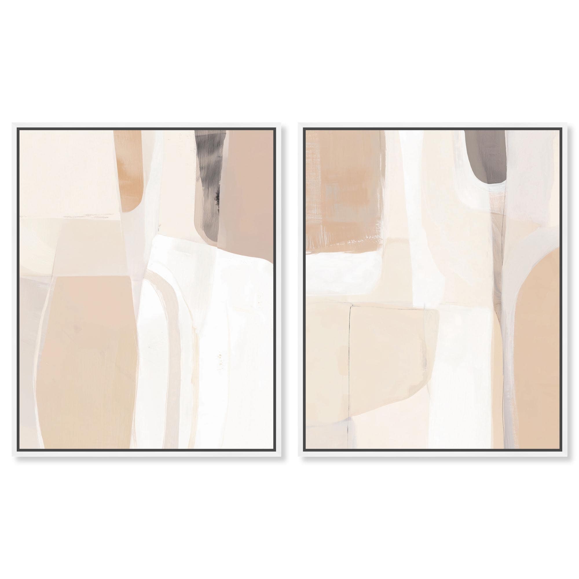 Neutral Harmony Minimalist Art Set of 2 Canvas Print by Art Remedy