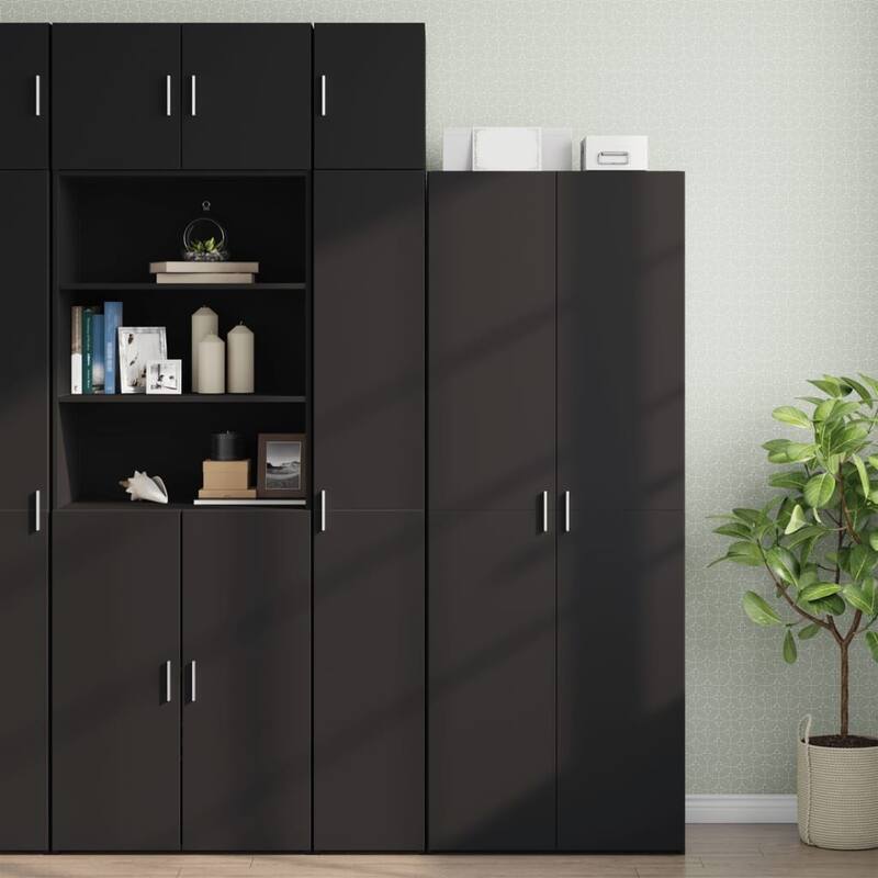 vidaXL Wall Cabinet Black Engineered wood 11.8 x 16.7 x 15.7 in - 16.7 x 11.8 x 15.7 in