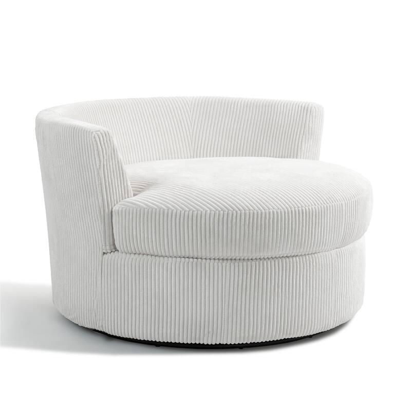 41" W Oversized Accent Barrel Swivel Chair with Moon Storage Ottoman