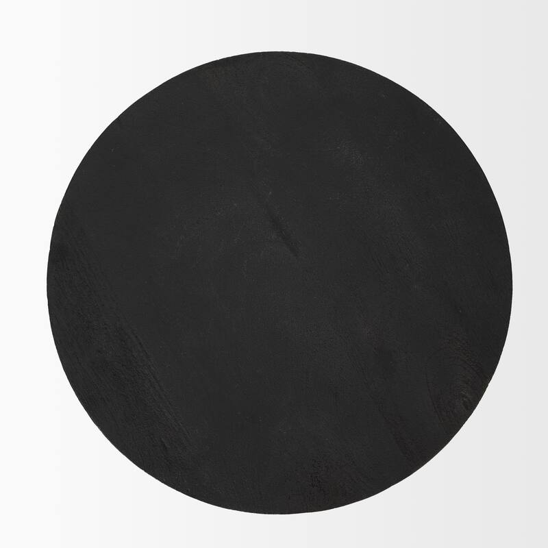 Mattius Black Solid Wood Round Accent Table - 18L x 18W x 22H