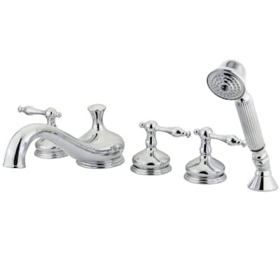 Kingston Brass Roman 5-Hole Deck Mount Roman Tub Faucet with Hand Shower