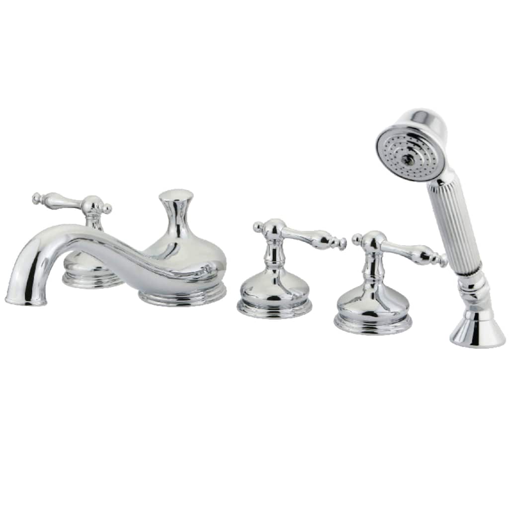 Roman 5-Hole Deck Mount Roman Tub Faucet with Hand Shower in Polished Chrome