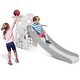 preview thumbnail 1 of 5, 3-in-1 Toddler Slide, Baby Slide Climber Playset with Extra Long Slipping Slope - 77x30x40in Grey - 77x30x40in